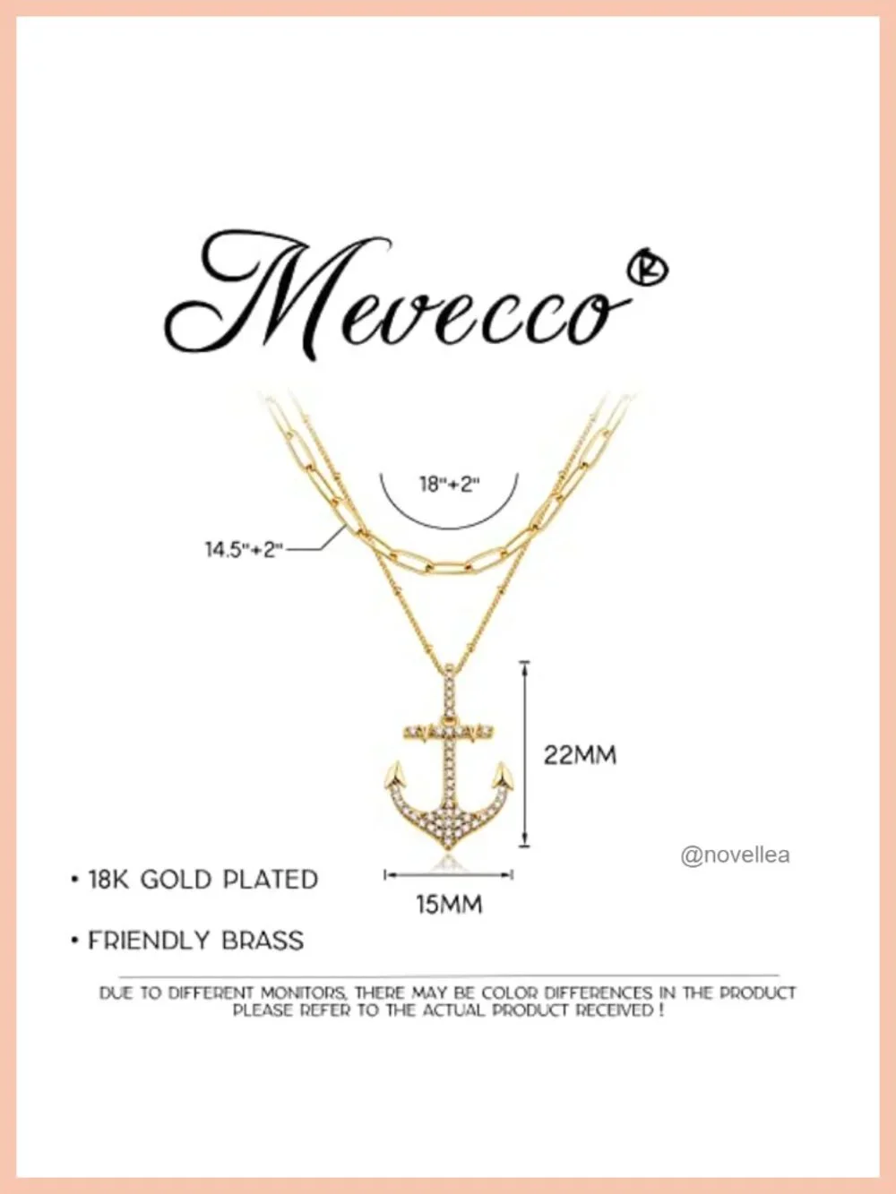 18K Gold Plated Brass 2-Piece Dainty Pendant Layered Necklace Set for Women